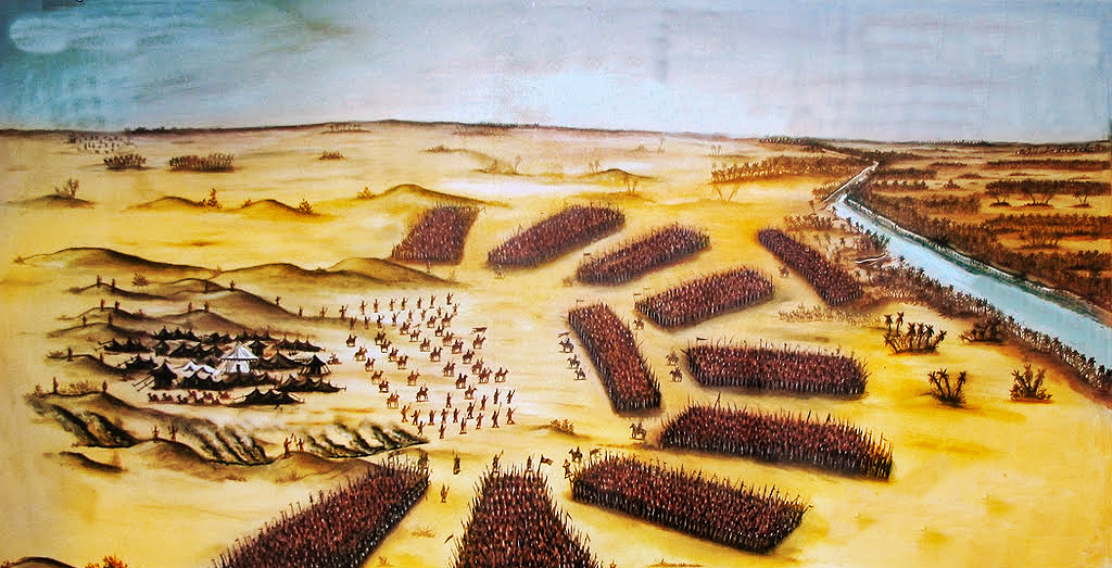 Illustration of the battle map where Hussain and his camp had been encircled by an army